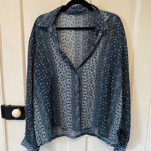 Vintage Geometric Button Down Blouse | Oversized